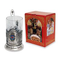 Набор для чая "ВДВ" (3 пр.) карт.коробка, хруст.стакан, знак,ложка-нерж.грав.